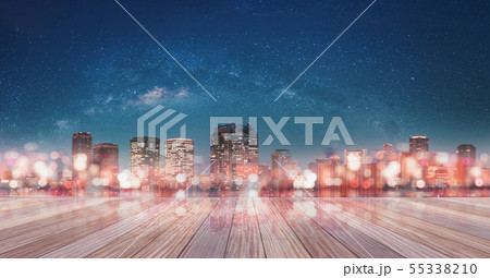 Panoramic Osaka city at night with city lights 55338210