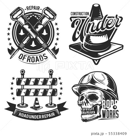Set of road works emblems 55338409