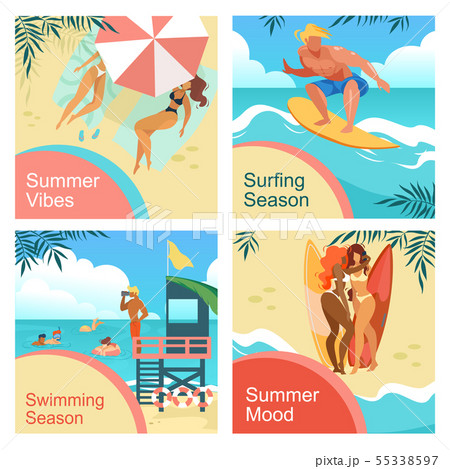 Summer Mood, Vibes, Surfing, Swimming Season Set 55338597