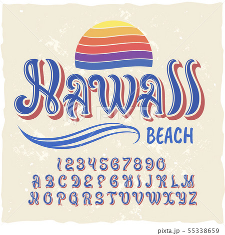 Original label typeface named "Hawaii". Original label typeface named "Hawaii". 55338659