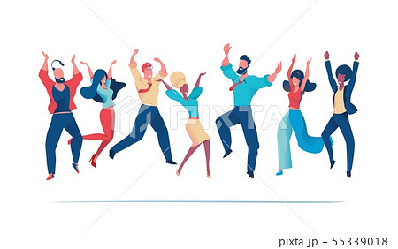 Office Fun Happy Office Workers Jumping Up Stock Illustration