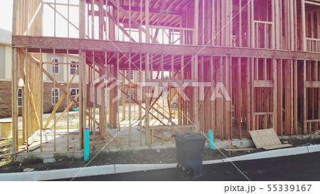 Abstract of Wood Home Framing at Construction Abstract of Wood Home Framing at Construction 55339167