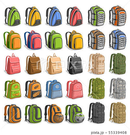 Vector set of various Backpacks 55339408