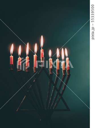 Candle lite on the traditional Silver Hanukkah 55339500