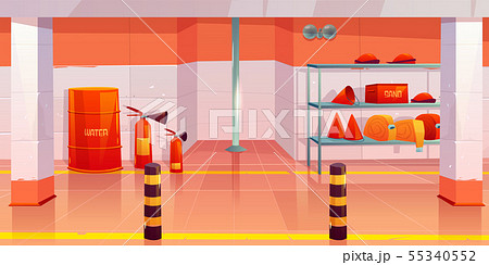 Fire station or garage empty interior utility room 55340552