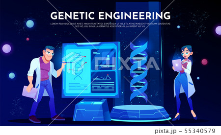 scientists in white robes study dna on screen 55340579