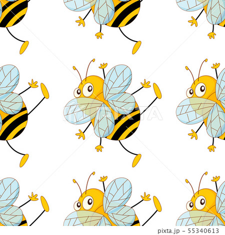Seamless pattern tile cartoon with bees 55340613
