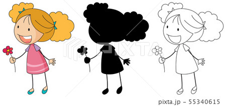 A set of characters in color, silhouette and 55340615