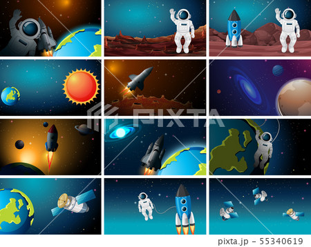 Large set of space scenes 55340619