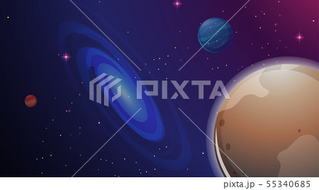 Galaxy and planet scene Galaxy and planet scene 55340685
