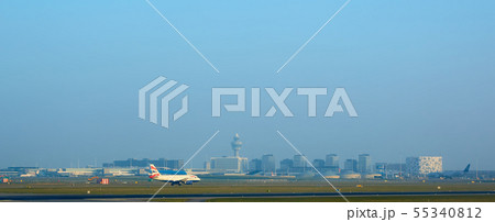 Amsterdam, Netherlands - March 11, 2016: Amsterdam Airport Schiphol in Netherlands. AMS is the Amsterdam, Netherlands - March 11, 2016: Amsterdam Airport Schiphol in Netherlands. AMS is the 55340812