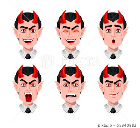 Devil emotions. Various facial expressions 55340882