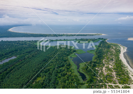 Aerial view of the Vistula river mouth to the 55341804