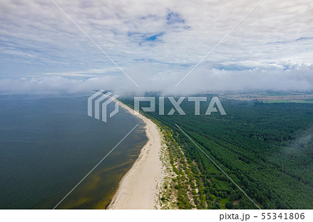 Aerial view of the Vistula river mouth to the Aerial view of the Vistula river mouth to the 55341806