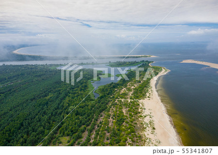 Aerial view of the Vistula river mouth to the 55341807