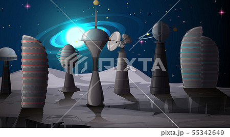 City in space scene City in space scene 55342649