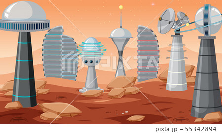 City in space scene 55342894