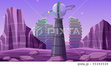 City in space scene 55343534