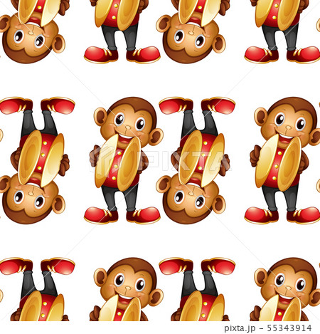 Seamless pattern tile cartoon with toy monkey Seamless pattern tile cartoon with toy monkey 55343914