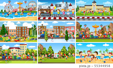 Set of scenes in nature setting Set of scenes in nature setting 55344958