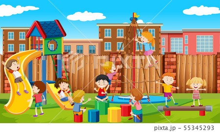 Active boys and girls playing sport and fun 55345293