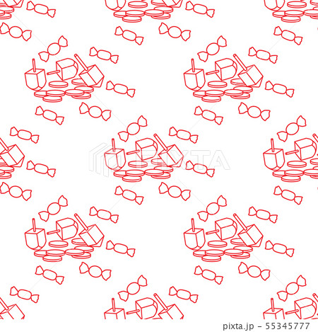 Seamless pattern with dreidel, coins, sweets 55345777