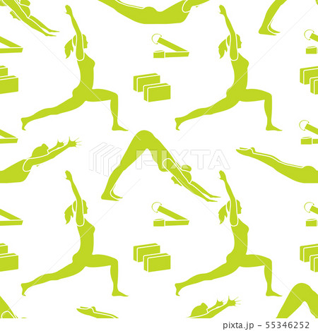 Sports seamless pattern with women doing yoga Sports seamless pattern with women doing yoga 55346252