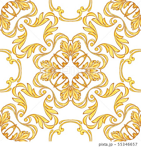 Seamless baroque pattern with golden scrolls 55346657