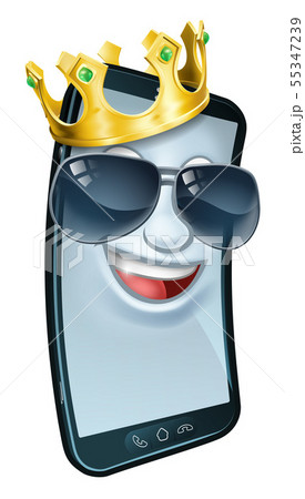 Mobile Phone Cool Shades King Crown Cartoon Mascot 55347239