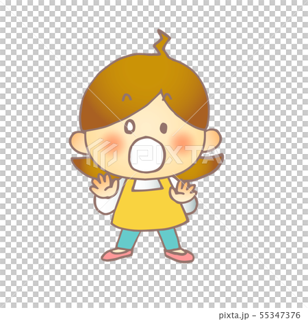 女性　びっくり　エプロン 55347376