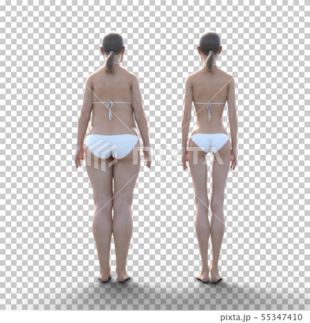 ダイエットイメージ　ビフォーアフター　perming3dCGイラスト素材 55347410