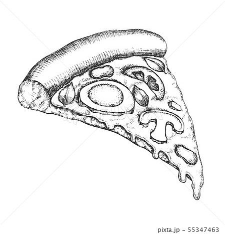 Vegetarian Italian Slice Pizza Vintage Vector Stock Illustration