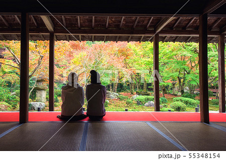 girls at Enkoji temple in autumn, Kyoto girls at Enkoji temple in autumn, Kyoto 55348154