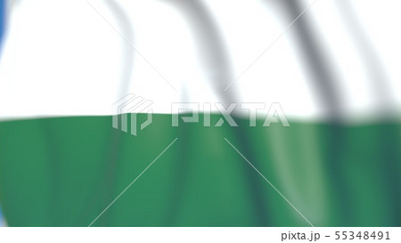 Flying flag of Saxony, a state of Germany. Close-up, 3D rendering Flying flag of Saxony, a state of Germany. Close-up, 3D rendering 55348491