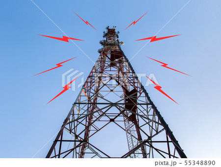 Antenna cell tower on a background of blue sky. 55348890