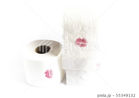 stained toilet paper roll with the red lips of a stained toilet paper roll with the red lips of a 55349132