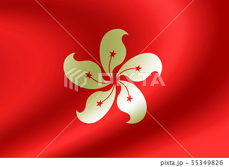 光沢のあるサテン生地風 国旗イラスト 香港 のイラスト素材