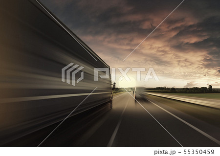 Track in motion blur on highway 55350459