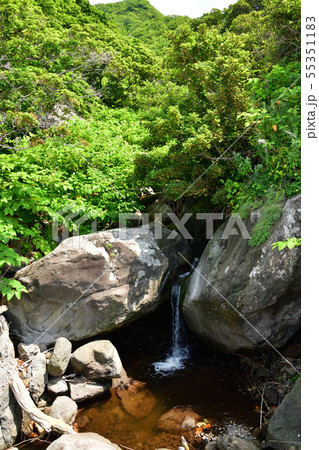 北海道島牧村茂津多海岸に流れる小川の夏の風景を撮影 北海道島牧村茂津多海岸に流れる小川の夏の風景を撮影 55351183