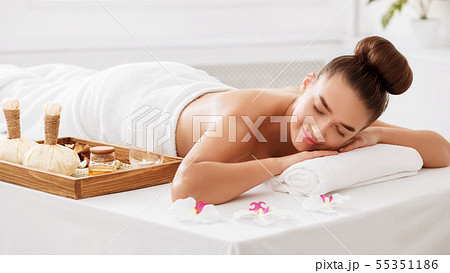 Young woman relaxing in beauty spa salon Young woman relaxing in beauty spa salon 55351186