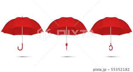 Vector 3d Realistic Render Red Blank Umbrella Icon Set Closeup Isolated on White Background. Design 55352182