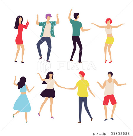Dancers Moving in Pair, Couple Dancing Vector Dancers Moving in Pair, Couple Dancing Vector 55352688