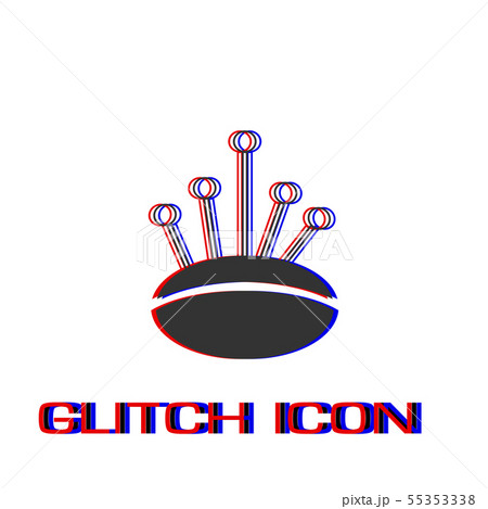Pincushion with pins icon flat. 55353338