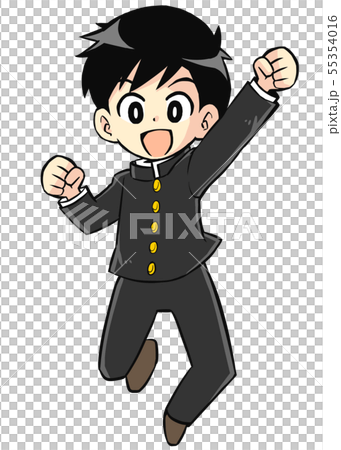 学生のイラスト素材 男子 冬服 ガッツポーズのイラスト素材