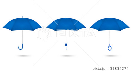 Vector 3d Realistic Render Blue Blank Umbrella Icon Set Closeup Isolated on White Background. Design 55354274
