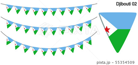 ジブチの国旗のガーラーンド　ベクターデータ（bunting garland）