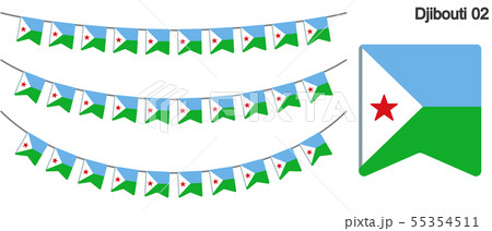 ジブチの国旗のガーラーンド　ベクターデータ（bunting garland）