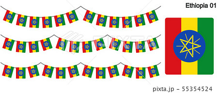 エチオピアの国旗のガーラーンド　ベクターデータ（bunting garland）