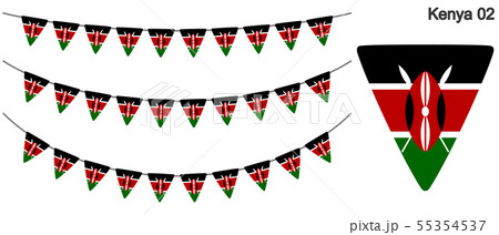 ケニアの国旗のガーラーンド ベクターデータ(bunting garland) ケニアの国旗のガーラーンド ベクターデータ(bunting garland) 55354537