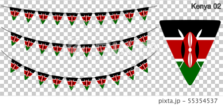 ケニアの国旗のガーラーンド ベクターデータ(bunting garland) ケニアの国旗のガーラーンド ベクターデータ(bunting garland) 55354537